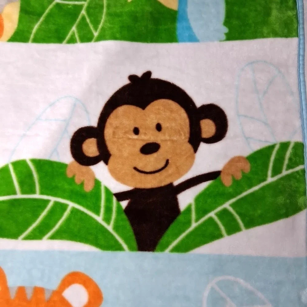 Garanimals Monkey Tiger Bird Baby Blanket Soft Leaves Walmart 30x40 Lovey Jungle
